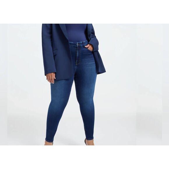 Good American  ALWAYS FITS GOOD LEGS SKINNY JEANS In Blue002 Sz 20-26 - Picture 1 of 6